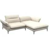 flexlux Ecksofa Salino, Funktionssofa mit Recamiere, Relaxsofa, Ecksofa, Sofa mit Arm- und Kopfteil-Verstellungen, Kaltschaum & Stahl-Wellen weiß