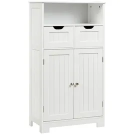 Costway - Badezimmerschrank Mit Hoehenverstellbarer Ablage, Badschrank Freistehend, Badkommode, Kuechenschrank Fuer Badezimmer, Schlafzimmer, Wohnzimmer Und Buero, 60 X 30 X 109cm, Weiss