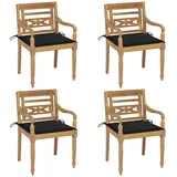 vidaXL Batavia-Stühle mit Kissen 4 Stk. Massivholz Teak