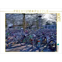 Calvendo Fahrräder auf dem Bahnhofsvorplatz 1000 Teile Puzzle quer