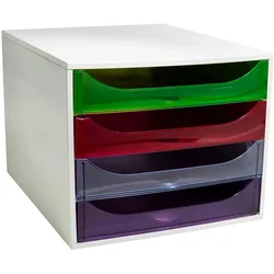 Exacompta 228699D 1x ECOBOX Schubladenbox mit 4 Laden - Regenbogen