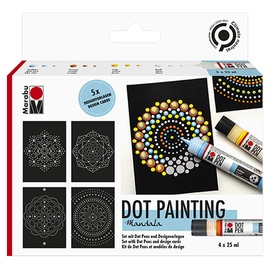 Marabu 1801000000084 - Dot Pen Set "Mandala", 4 x 25 ml auf Wasserbasis für dotting Technik, trocknet matt & erhaben auf, für Mandala & Gestalten in der Dot Painting-Technik