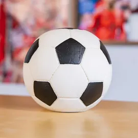 HMF 4790-05 Spardose Fußball Lederoptik 15 cm Durchmesser, Blau Weiß