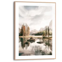 Reinders Wandbild 30 x 40 cm Bergsee Holz Beige