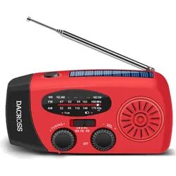 Kurbelradio mit Solarzellen und Powerbank, Rot