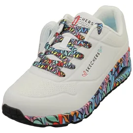 SKECHERS Uno Damen Plateau-Sneaker Weiß/Mehrfarbig 38