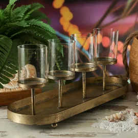 MARELIDA Kerzenständer Advent Kerzenhalter Kerzentablettt Adventskranz gold