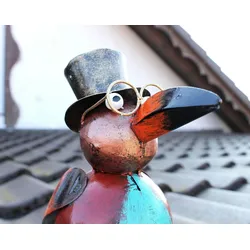 DanDiBo Rabe für die Dachrinne 30 cm Bunt Vogel aus Metall 2344 Dachschmuck Gartendeko