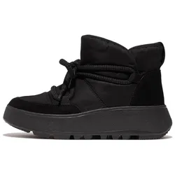 Winterboots FITFLOP "F-MODE", Damen, Gr. 39, schwarz, Polyester, Leder, unifarben, casual, Schuhe, Snowboots, Winterstiefel mit modischer Schnürung, schmale Form