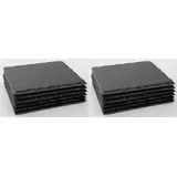 Novaliv 12x Schieferplatten I quadratisch I 15x15x0,5 cm I Sushi Deko Servierplatten lang Schieferplatten Untersetzer Tischplatz Teller Set
