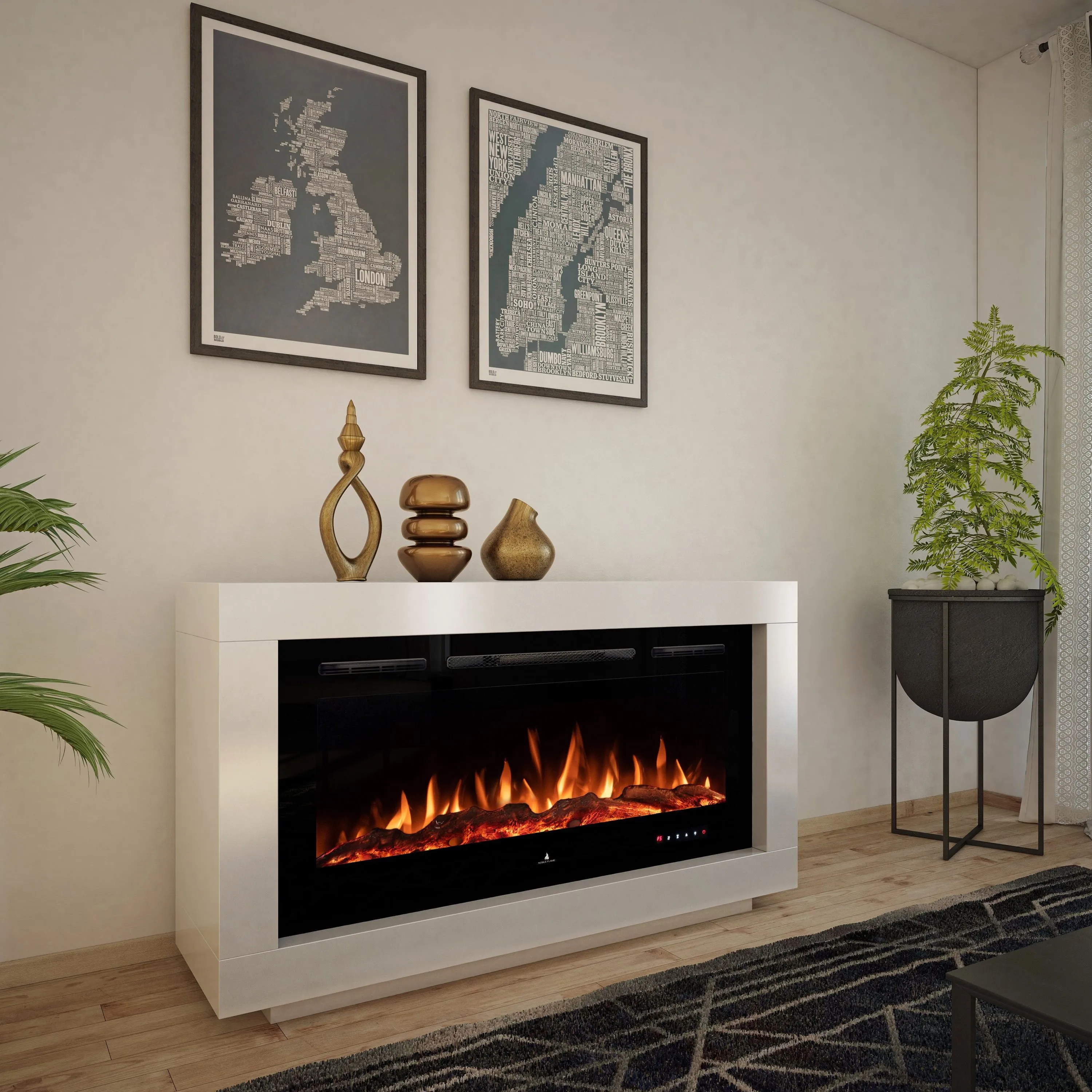 Noble Flame OHIO [Design Standkamin mit Elektrofeuer]: Elektroeinsatz Schwarz