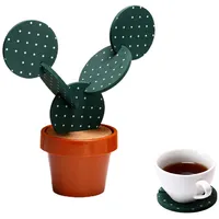 meimiao Kaktus-Kork-Untersetzer, niedlicher Kork-Untersetzer mit Blumentopf-Halter, originelles Geschenk, niedlicher Untersetzer, lustige Untersetzer für Freunde