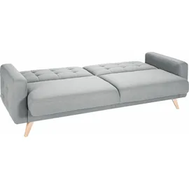 exxpo - sofa fashion 3-Sitzer EXXPO - SOFA FASHION "Nappa, Schlafsofa, bequem, zeitloses Design, L-Form", grau (hellgrau), B:222cm H:87cm T:78cm, Struktur ( 100% Polyester), Sofas, tolle Detailverarbeitung, mit Bettfunktion und Bettkasten