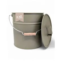 livlig53 Ascheeimer Metall 12L mit Deckel Moosgrau
