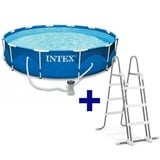 INTEX 28212GN Frame Pool, 366x76cm inkl. Pumpe + INTEX 28075 Sicherheitsleiter