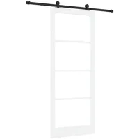 vidaXL Haustür Schiebetür ORKDAL Weiß und Schwarz 93 x 232 cm (1-St) schwarz