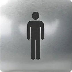 WC Symbole quadratisch selbstklebend - edelstahlfarbig , Mann