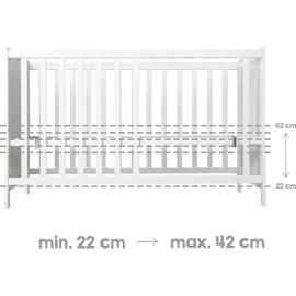 roba Mulitfunktionsbett Sterne grau mit Beistellfunktion, Lattenrost, Matratze, Bettreduzierer, Himmel, Himmelstange, Kinderbett, Anstellbett, Babybet, 0176W-16V191, weiss