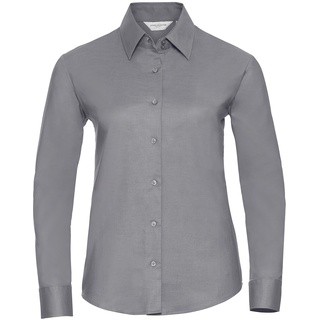 Russell Collection Klassische Oxford Bluse  Langarm, silver, 5XL