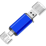 Neoreser 64 GB USB Stick mit USB 3.0 und USB 3.1-Type-C, USB 3.0 Flash Drive, Typ C Pendrive 64G Mini für PC, Tablet, Laptop, Smartphone mit Typ C usw, Blau