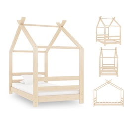 vidaXL Kinderbett »Kinderbett mit Himmel Kinderbett-Gestell Massivholz Kiefer 70x140 cm« braun