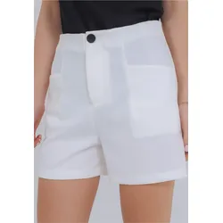 Shorts FRESHLIONS "Lein", Damen, Gr. S, EURO-Größen, weiß, 100% Polyester, unifarben, casual, kurz, Hosen, im klassischen Design