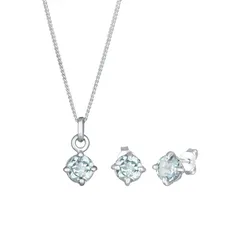 Elli PREMIUM Elli PREMIUM Schmuckset Topas Ohrstecker Solitär Kette 925 Silber Schmuck-Set   Damen 