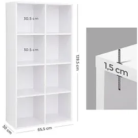 VASAGLE Bücherregal weiß 65,5 x 30,0 x 129,5 cm