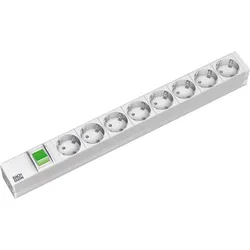 Bachmann 19"-Steckdosenleiste ALU 1HE, 8-fach 35°, grau, 2,0m, mit Schalter