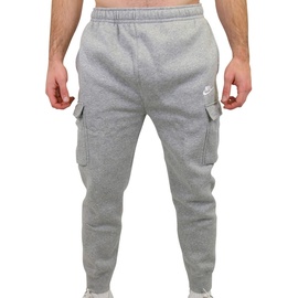 Nike Sportswear Club Cargo Bb Sweatpants, Dark Grey Heather/Matte Silver/White, XXL