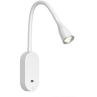 kalb Material für Möbel LED Bettleuchte Tulipano II 4.5W Leseleuchte USB Bettlampe Aufladestation, Farbe:Weiß