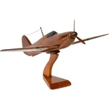 Casa Padrino Luxus Deko Jagdflugzeug Hawker Hurricane Braun / Schwarz 44 x 35 x H. 20 cm - Holz Flugzeug mit Ständer - Propellerflugzeug - Modellf... - Braun