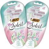 BIC Miss Soleil Sensitive, Einwegrasierer Damen, 8 Nassrasierer mit je 3 Klingen, mit Aloe Vera & Vitamin E für eine sanfte Rasur