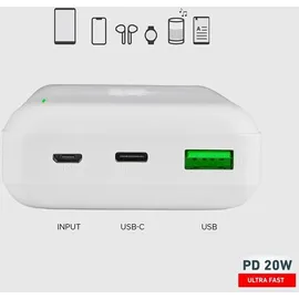 SBS Powerbank 20.000 mAh, Weiß