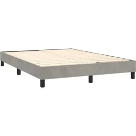 vidaXL Boxspringbett mit Matratze & LED Hellgrau 140x200 cm Samt