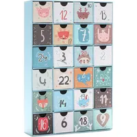 BRUBAKER Adventskalender zum Befüllen - Tierische Weihnachten Blau - DIY Weihnachtskalender mit 24 Türchen für Gutscheine, Süßigkeiten und wei...