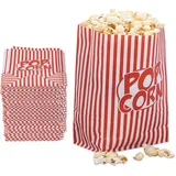 Relaxdays Popcorntüten, 48er Set, gestreift, Retro-Optik, Kino, Filmabend Zubehör, Papier, Popcornbehälter, rot/weiß