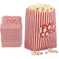 Relaxdays Popcorntüten, 48er Set, gestreift, Retro-Optik, Kino, Filmabend Zubehör, Papier, Popcornbehälter, rot/weiß