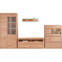 Home Affaire Wohnwand HOME AFFAIRE "Silkeborg", beige (kernbuche teilmassiv), Holzwerkstoff Kernbuchefarben (Korpus)/ Massivholz Kernbuche (Front), Holz teilmassiv, Kastenmöbel-Sets, Wohnwand, teilmassives Holz