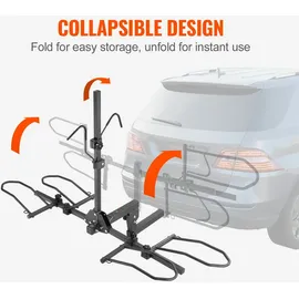 Vevor Fahrradträger zur Anhängerkupplung, 2-Fahrrad-Plattform-Stil, 73 kg Kapazität, Fahrradträger-Kupplung für 50,8 mm Empfänger, Zusammenklappbarer Fahrradträger für Auto, SUV, Lkw usw.