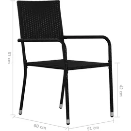 Gecheer Garten Essgruppe 2 Personen Poly Rattan Schwarz - Schwarz