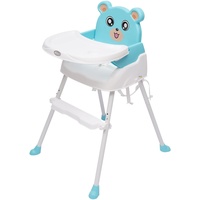 Futchoy Kinderstuhl mit Sitzgurt, 4 in 1 Hochstuhl Kinderhochstuhl, Klappbar Babystuhl, Einstellbare Höhe: 21—73 cm (BLAU)