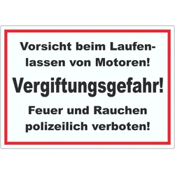 HB-Druck Vorsicht beim laufen lassen von Motoren Aufkleber A1 (594x841mm)