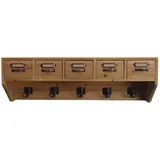 Chic Antique Wandregal Regal Holz mit 5 Schubladen und 5 Haken Braun Chic Antique 41065700