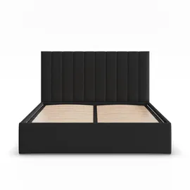 mebligo Polsterbett, Schwarz, Textil, 140x200 cm, Schlafzimmer, Betten, Polsterbetten