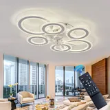 Caufloce LED Dc Deckenventilator Mit Beleuchtung Groß Reversibel Leise Deckenlampe Mit Ventilator 6 Gang Dimmbar Lampe Mit Deckenventilator Timer Für Wohnzimmer-white