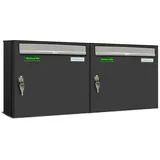 AL Briefkastensysteme Basic 2er Briefkasten RAL 7016 Anthrazit inkl. Zeitungsfach