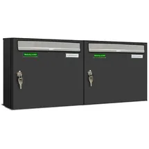 AL Briefkastensysteme Basic 2er Briefkasten RAL 7016 Anthrazit inkl. Zeitungsfach