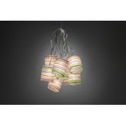 Konstsmide LED Dekolichterkette, bunte Papierlaterne, 16 warm weiße Dioden, 24V Innentrafo, transparentes Kabel