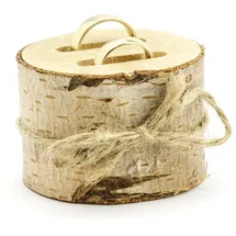 Partydeco Ringkissen Holz Baumscheibe 6 cm x 1 Stück Ringhalter Ringschachtel Hochzeitskissen